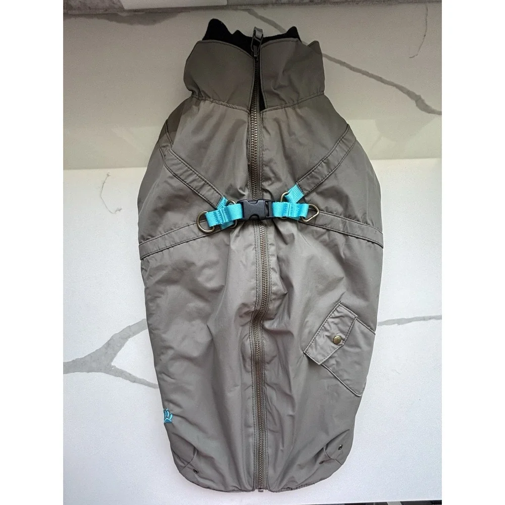 New Bobby Green Teal Rain Coat Fleece Lined Insulated Dog Jacket 20